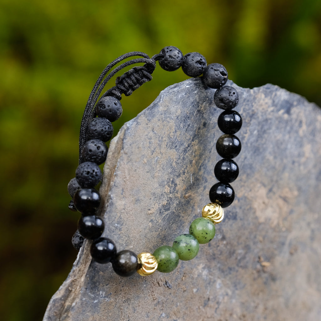 Energía Protectora – Obsidiana Negra, Jaspe Africano y Piedra Volcánica