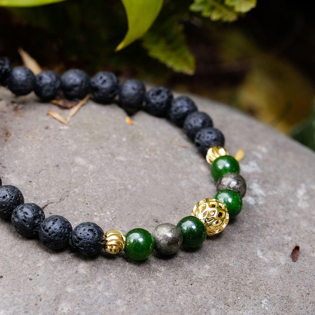 Energía de Prosperidad – Jade, Pirita y Piedra Volcánica