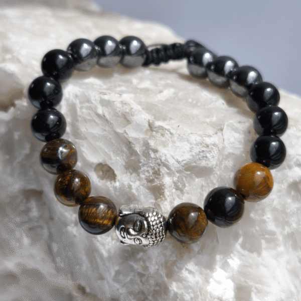 Manilla Turmalina Negra, Hematite y Ojo de tigre